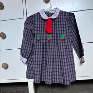 Vintage Strawberry Plaid Toddler Dress